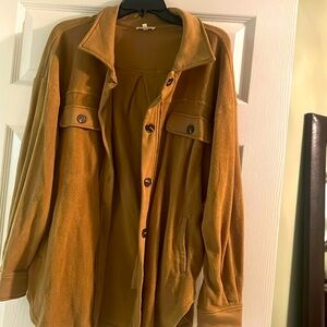 Tan/brown fleece shacket